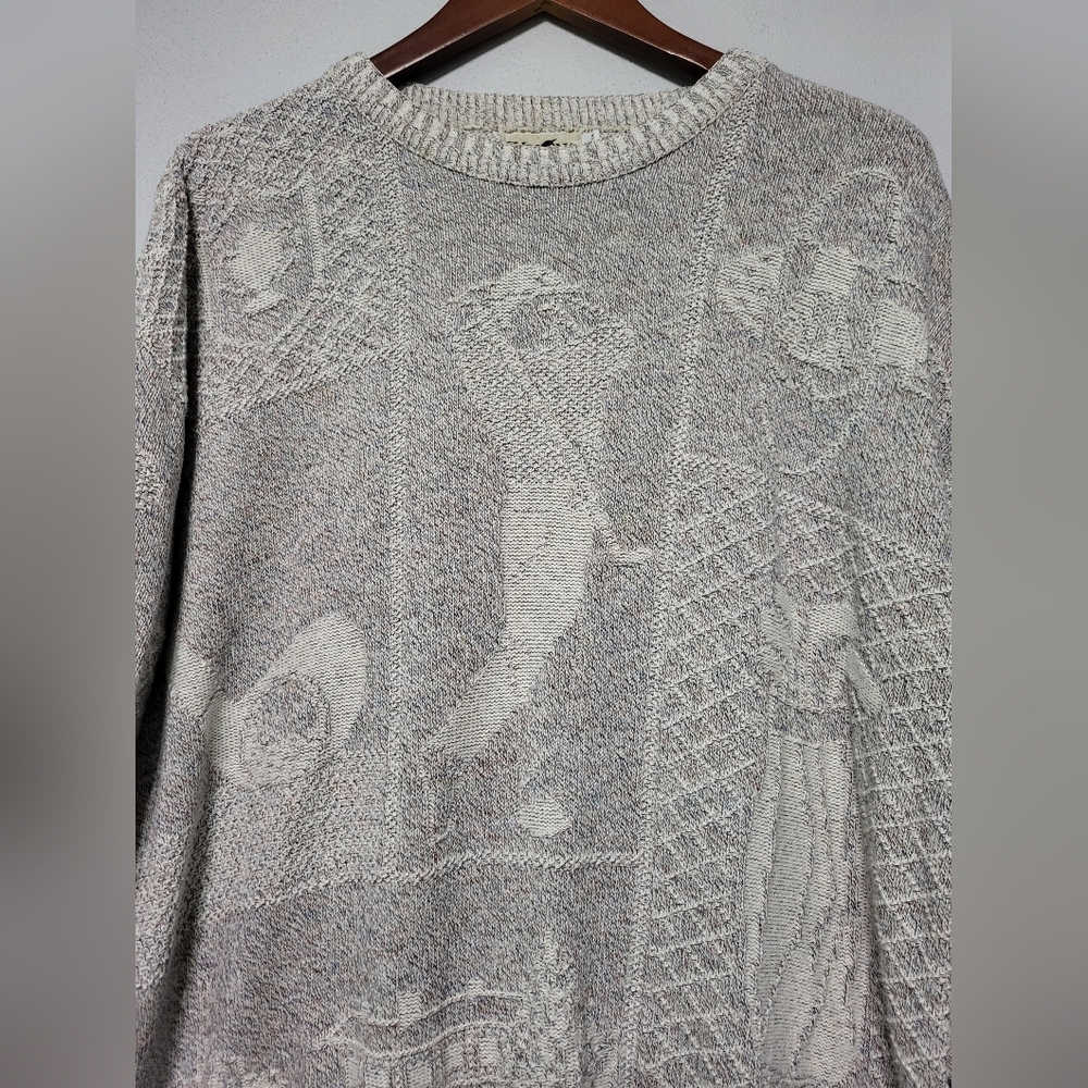 Vintage Winona Grandpacore Gray Golf Knit Novelty Sweater Men's Size XL - Picture 3 of 6